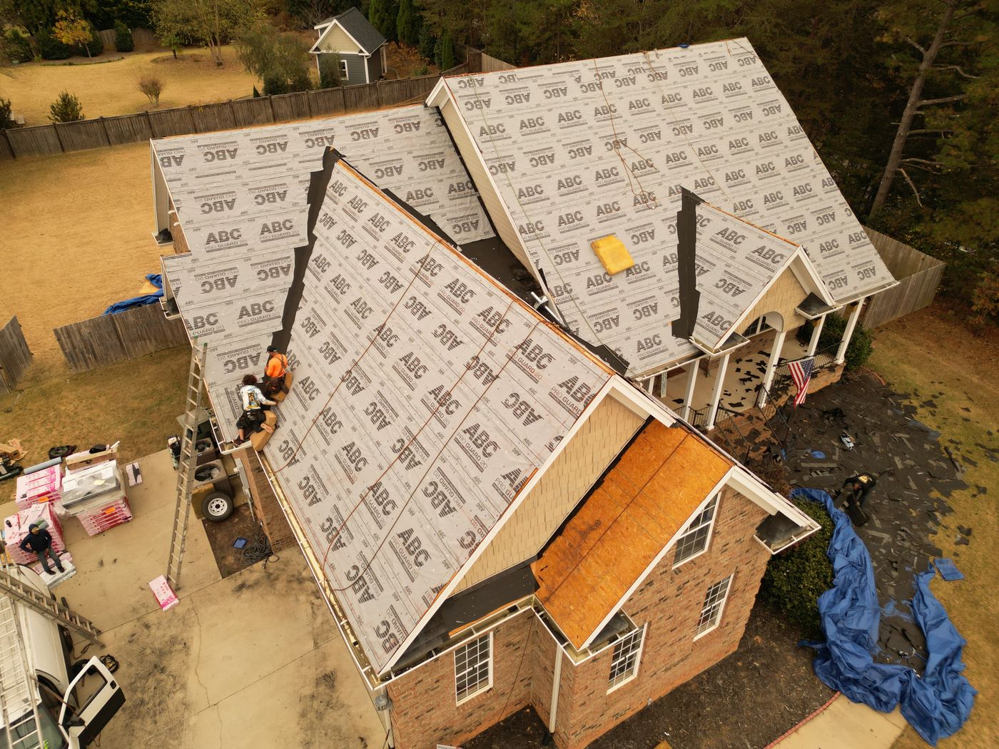 Underlayment going down, Roofing